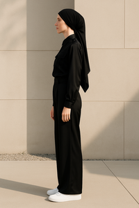 Conjunto Musulmán de Dos Piezas YXO017 - Camisa con Bolsillos Personalizada y Pantalones Anchos, Ropa Islámica para Mujer con Hiyab de Chifón a Juego - Product Image 3