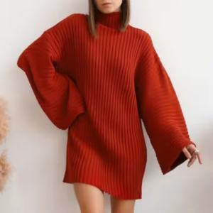 Robe longue en lin 100% tissé patchwork pour femme, style bohème décontracté d'hiver, manches évasées côtelées larges, taille élastique, motif uni - Product Image 6