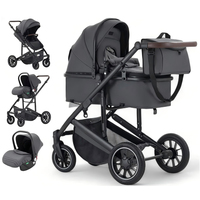 Poussette 3 en 1 pour bébé, siège auto convertible, landau pour nourrisson, poussette pour enfant avec siège réversible et pliage à une main
