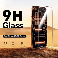 Protection d'écran en verre trempé HD 9H transparente anti-traces de doigts pour iPhone 11 12 13 Mini 14 15 Pro 16 Plus 17 Air 18 Pro Max 17e
