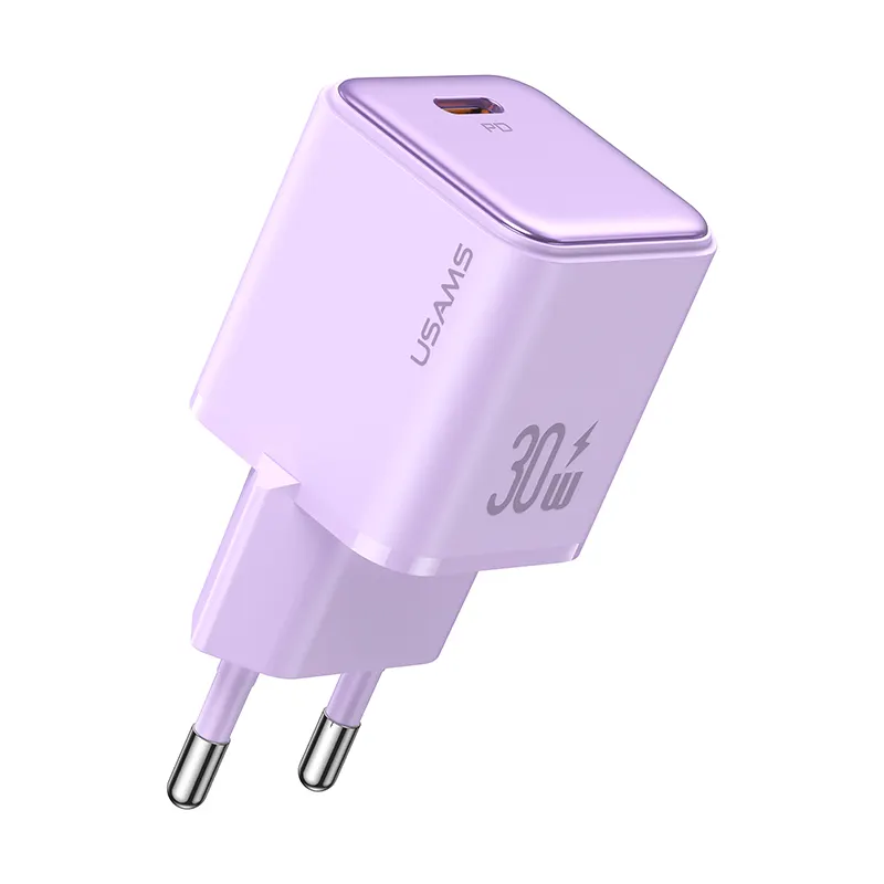 Chargeur rapide électrique Portable USAMS CC186 chargeur de voyage USB simple 30W EU Plug pour Smartphone et montre