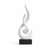 Sculpture moderne en résine blanche en forme de flamme avec boule de cristal de 3 cm, ornement abstrait pour table, salon, bureau ou étagère