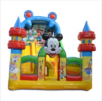 Toboggan gonflable Mickey Mouse en PVC coloré, château gonflable commercial pour enfants, toboggan gonflable pour parc d'attractions et location