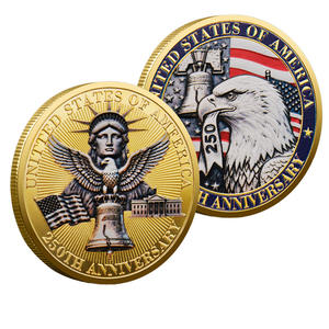 アメリカ建国250周年記念コイン 金メッキ カラー印刷 コレクション用メタルアートコイン フェスティバルギフト 高浮き彫り3D - Product Image 1