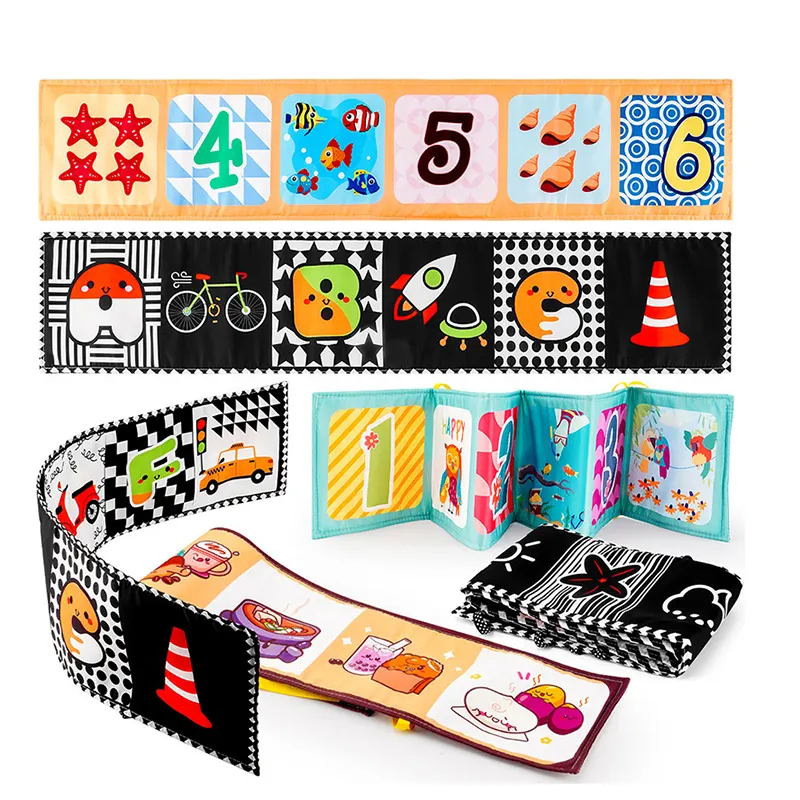 Wholesale Baby Touch Cloth Book Sensory Stimulation Newborn Black And White Color Crib Cover Book