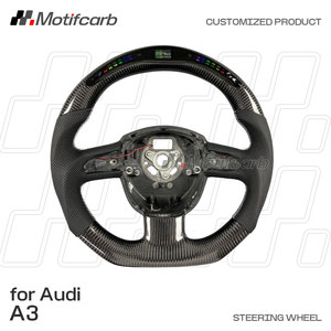 พวงมาลัยคาร์บอนไฟเบอร์แท้แบบกำหนดเอง พร้อมไฟ LED แสดงรอบเครื่องยนต์ สำหรับ Audi A3 A4 A5 B8 A6 Q5 Q7 S5 S4 ปี 2005-2011 อุปกรณ์ตกแต่งภายในรถยนต์ - Product Image 2