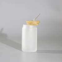 Verre à boisson de 16 oz pour sublimation avec paille, tasse à boisson froide créative, impression par transfert thermique, verre transparent/givré pour l'eau