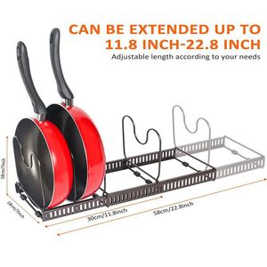 DS3549 ayarlanabilir Pot organizatör raf tencere kapağı tutucu kesme tahtaları raf genişletilebilir Pan organizatör kabine için saksı rafı - Product Image 4