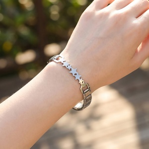 Bracelet à maillons en acier inoxydable électroplaqué, style italien, fait main, DIY, avec étoile à cinq branches et cœur, or et argent - Product Image 2