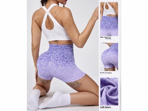 Shorts de yoga et de fitness pour filles, style européen-américain, <span class=keywords><strong>dégradé</strong></span>, taille haute, moulant, anti-transpiration, effet fessier galbé et lifting des hanches - Product Image 3