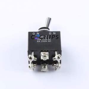 WT22T Toggle Switch Through hole Component (THT) Switch Double Pole Double Throw 125V 30V Cylindrical Knob - Product Image 1