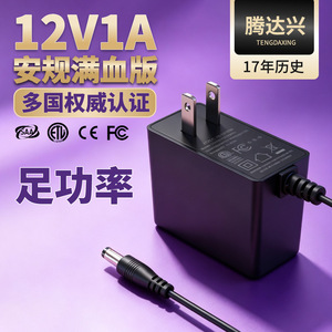 12V 1A power adapter, ETL certified <b>switching</b> power supply, side-<b>plug</b> 12W power supply for surveillance routers and Bluetooth sp - Product Image 5