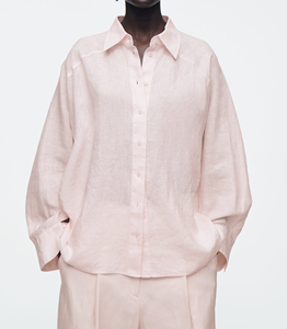 Camicie in <span class=keywords><strong>Lino</strong></span> e Cotone di Alta Qualità per <span class=keywords><strong>Donna</strong></span>, Novità Primaverile, Maniche Lunghe, Tinta Unita, Casual, Stile Boxy - Product Image 3