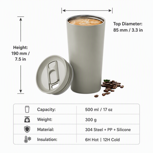 真空保温咖啡杯 500ml 双层 304 不锈钢咖啡杯 定制徽标 - Product Image 6
