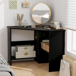 90 Degree <strong>Corner</strong> Computer <strong>Desk</strong> <strong>with</strong> <strong>Storage</strong> Shelf and CPU Stand - Product Image 4