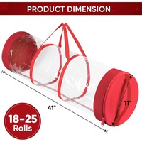 Organisateur de papier cadeau de Noël, sac de rangement pour papier d'emballage, Oxford 600D avec sac en PVC transparent avec poignées, design transparent