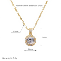 Collier Pendentif Halo en Zircon Cubique Taille Brillante Personnalisé en Gros, Bijou Scintillant en CZ avec Fermoir Mousqueton et Rallonge