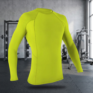 Premium Quality <b>Men's</b> Full Sleeve Quick Dry Rash Guard Lime Green Polyester Swim <b>Shirt</b> Top Adult - Product Image 2