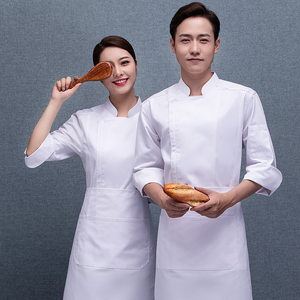 Ropa de Chef de manga corta con cremallera de algodón, ropa de trabajo Unisex, restaurante de comida rápida, restaurante, camarero, Top, logotipo bordado - Product Image 4