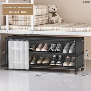 Zapatero de Plástico PP para Espacios Reducidos, Mueble de Almacenamiento de Tres Niveles, Multifuncional, Antipolvo, Moderno, para Sala de Estar - Product Image 6