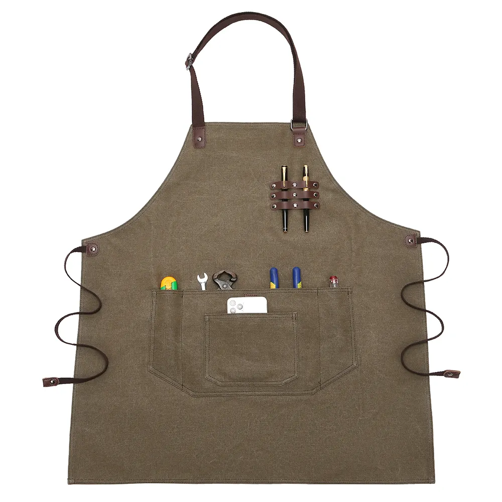 High-end fashion custom canvas apron kitchen waterproof Thick and wear-resistant apron for men