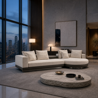 Canapé sectionnel en tissu incurvé minimaliste italien, canapé rond avec chaise longue et table d'appoint, base de luxe pour salon de villa