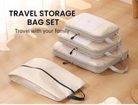 HANFEIZI Travel 4pcs Set Organisateur de bagages compressés Sacs de rangement pour vêtements Cubes d'emballage à compression
