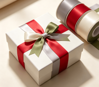 Ruban imprimé Joyeux Anniversaire en polyester floral de luxe avec estampage doré, satin recyclé écologique, emballage cadeau élégant, vente en gros