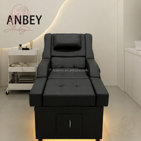 Lit de massage thaïlandais électrique de luxe avec fonction de lavage des cheveux, lit de spa pour la tête, lit de lavage des cheveux en cuir PU avec circulation d'eau et pédicure