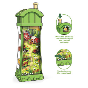 Farm Adventure Puzzle Tower CJ8838-1A Juego de laberinto de bolas de acero para niños de 5 a 7 años, juguete educativo unisex - Product Image 1