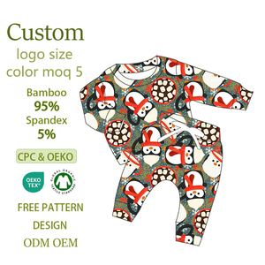 Combinaisons de pantalons de dessin animé ludiques pour garçons, ensembles de vêtements pour enfants et jeunes enfants avec imprimé pingouin, chocolat et bonhomme de neige pour Noël - Product Image 1