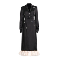 Robe longue d'été noire pour femme, col en V, taille haute, tissée, imprimée numériquement, respirante, écologique, élégante et vintage, vente en gros