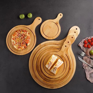 Bandeja de Madera Sólida para Pizza, Bandeja para Hornear Filetes, Plato para Pastel, Postre, Fruta, Pan, Color Bambú, Bandejas para Servir de Uso Doméstico - Product Image 1