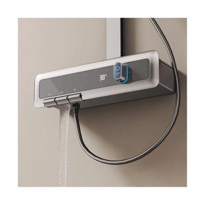 Olife Banos fábrica al por mayor nuevo diseño baño bronce de color blanco luz LED piano llave estante grande ducha conjunto grifo sistema - Product Image 1