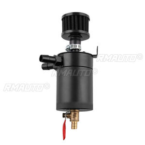 Réservoir universel de récupération d'huile à 2 ports avec valve de vidange et filtre de respiration, compact, en aluminium à déflecteurs, pièce de réservoir de carburant - Product Image 2