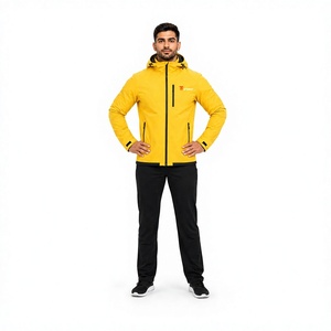 Chaqueta de esquí y snowboard para hombre, amarilla a cuadros, con forro de sherpa, impermeable, de poliéster, deportiva de invierno, con cierre de cremallera frontal y logotipo. - Product Image 1