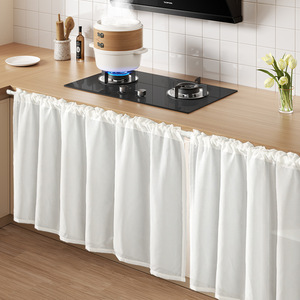 Tenda per mobiletto Aodu, semitrasparente, con volant, per ripiano sottolavello o isola cucina, 12 colori, all'ingrosso direttamente dalla fabbrica - Product Image 3