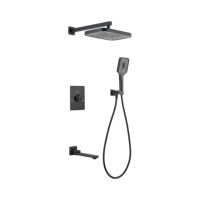 Ensemble de robinetterie de douche thermostatique moderne encastré en laiton noir mat à poignée unique 3 fonctions pour eau chaude/froide