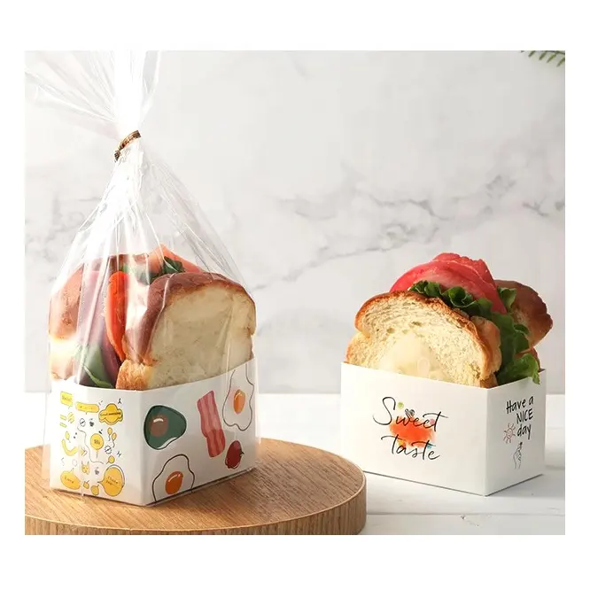 Boîtes d'emballage à emporter en papier à gâteau avec impression de logo personnalisé jetable de restauration rapide pour boîte à sandwich de boulangerie