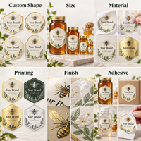 Étiquette personnalisée pour miel, impression dorée, forme sur mesure, marque de bouteille, feuille autocollante, format d'emballage