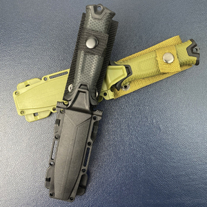 سكين تكتيكي للصيد والتخييم والبقاء على قيد الحياة، ذو نصل ثابت بمقبض نايلون، عالي الصلابة، تصميم تانغ كامل، باللونين الأخضر والأسود، مع غمد. - Product Image 4