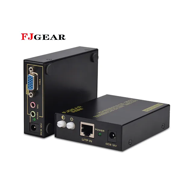 FJGEAR 1 زوج VGA موسع يصل إلى 300m مهايئ VGA عبر بروتوكول الإنترنت vga موسع cat5/5e الصوت والفيديو نقل إشارة موسع