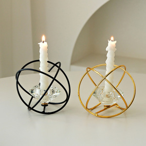 Crystal <b>Candle</b> Holder Geometric Iron Design Heat Resistant Home Decoration For Candlelight <b>Dinner</b> - Product Image 2