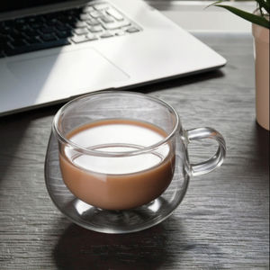 公司家用透明不倒翁双壁马克杯双壁耐热咖啡玻璃杯带手柄 - Product Image 2