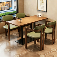 Ensemble de mobilier de salle à manger robuste pour café, table en bois massif, chaise en bois avec rembourrage doux vert, ensemble de bistrot pour hôtel, 2/4/6 places