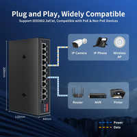 Switch PoE de Alta Calidad de 120W con 8 Puertos PoE y 2 Puertos de Enlace Ascendente Ethernet de 100Mbps, AI Watchdog, Switch de 10 Puertos con Alimentación a Través de Ethernet