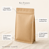 Sachet Doypack Personnalisé Imprimé pour Emballage de Thé en Granulés et Poudre – Plusieurs Formes Disponibles, Haute Barrière Anti-Humidité
