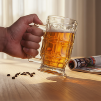 Verres à vin en verre nid d'abeille 0,5 L, verre transparent avec poignée, chopes à bière au design classique pour les fêtes