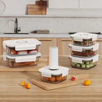 Ensemble de sacs sous vide pour aliments et de contenants sous vide en verre borosilicate avec pompe automatique pour le stockage en cuisine