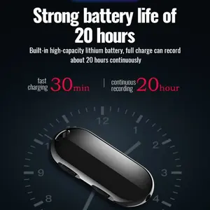 Mini enregistreur vocal activé par la voix avec réduction de bruit HD, 20 heures d'enregistrement, stockage de 4 Go à 32 Go, enregistreur sonore lecteur MP3 - Product Image 3